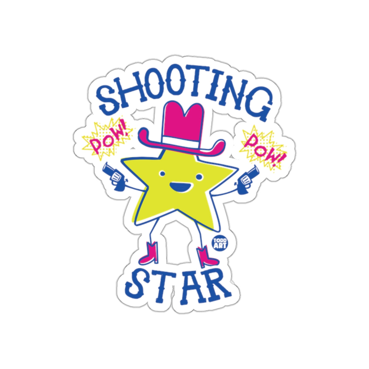 Shooting Star Cartoon Character with Pink Hat Sticker