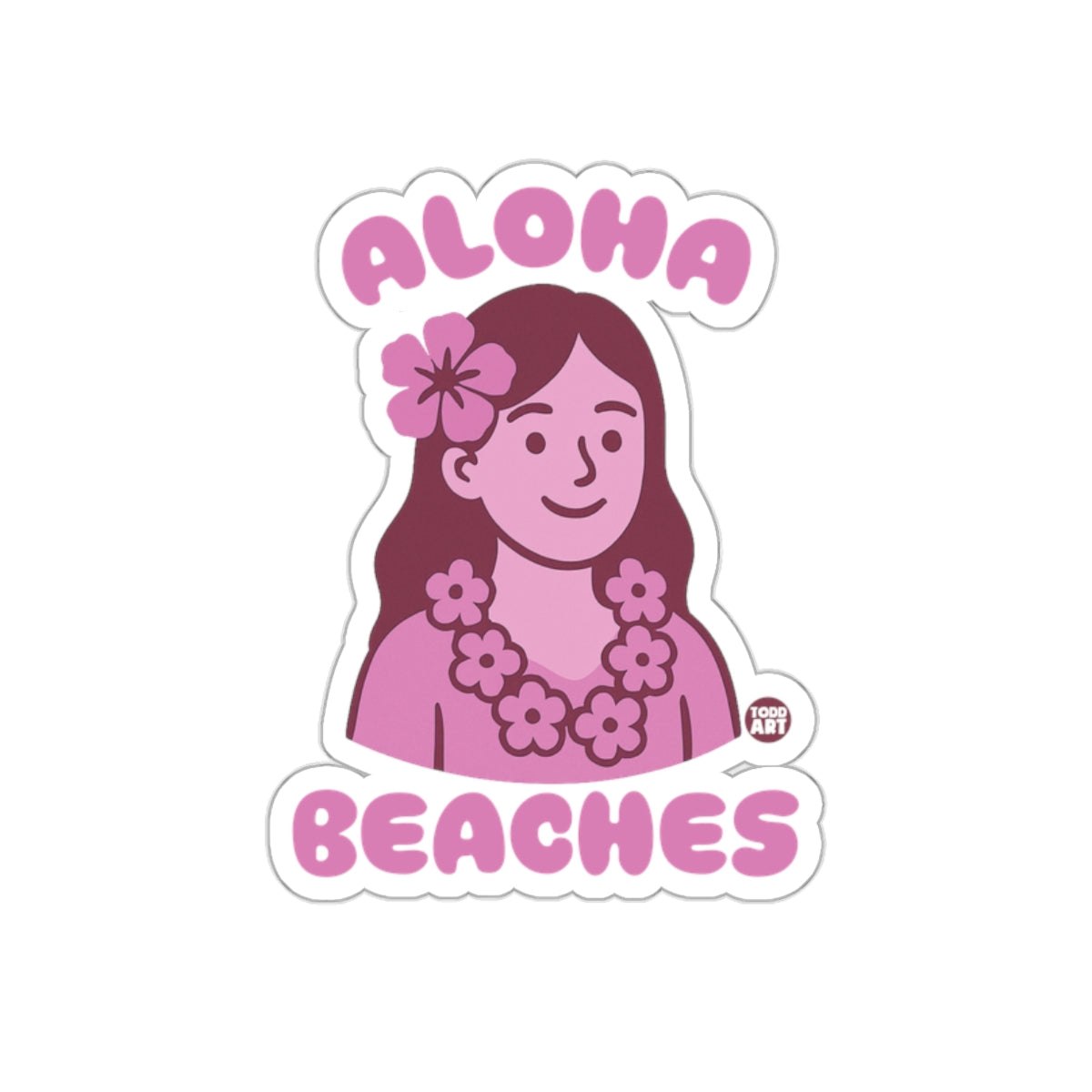 Aloha Beaches Hawaiian Girl Illustration Sticker