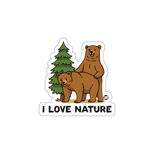 I Love Nature With Adorable Bears Sticker Design