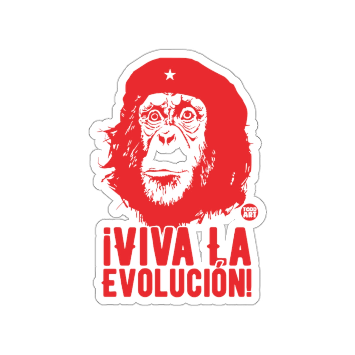 ¡Viva La Evolución! Monkey Sticker Revolution Design