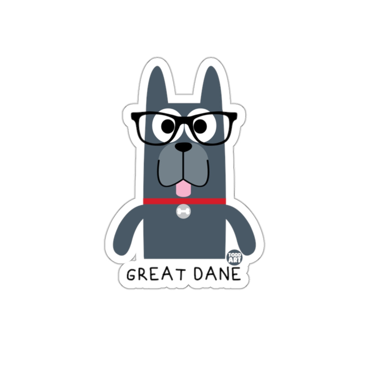 Cute Great Dane Dog with Glasses Sticker Decal