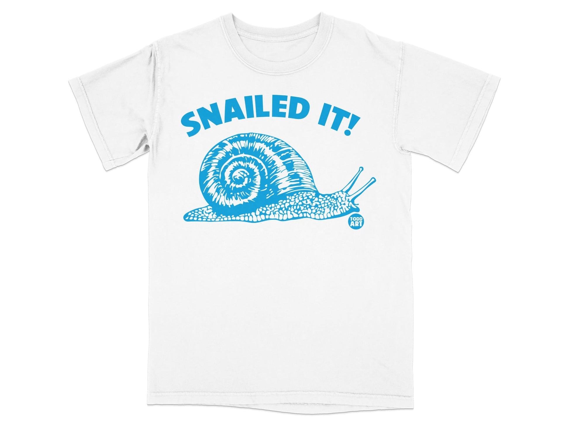 Snailed It Blue Snail Graphic White T-Shirt