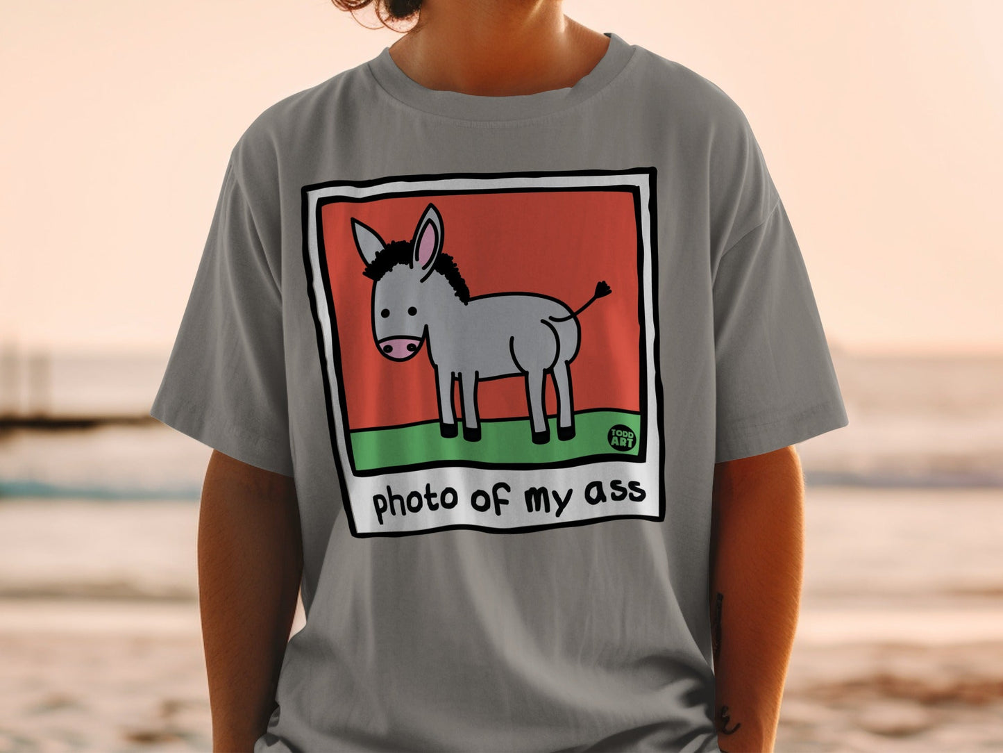 Funny Donkey T-Shirts, Hilarious Animal Pun Tee, My Ass Photo Humorous Shirt, Gag Gift Idea, Rude Sarcastic Top, Cartoon Mule Design, Cute