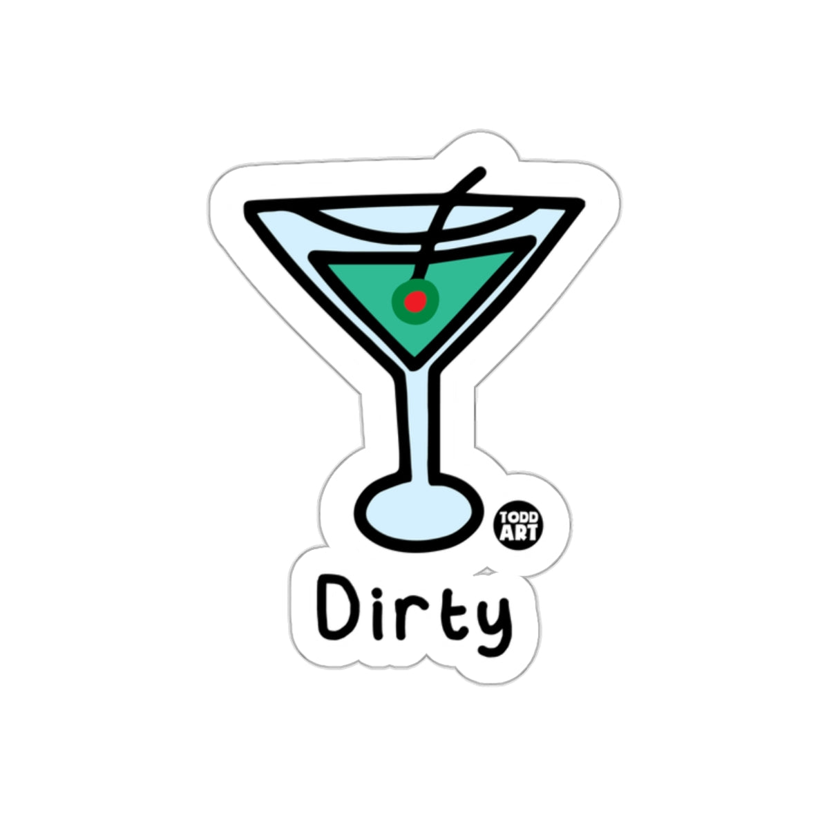 Dirty Martini Cartoon Sticker Fun Artistic Beverage Decal