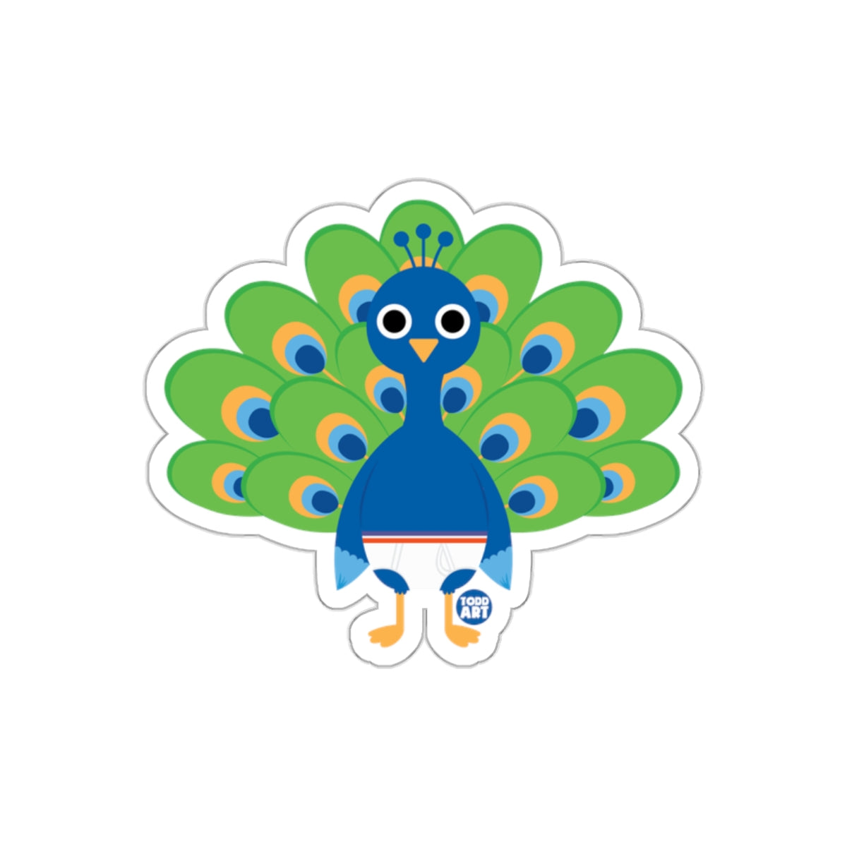 Colorful Peacock Graphic Sticker Todd Art Design