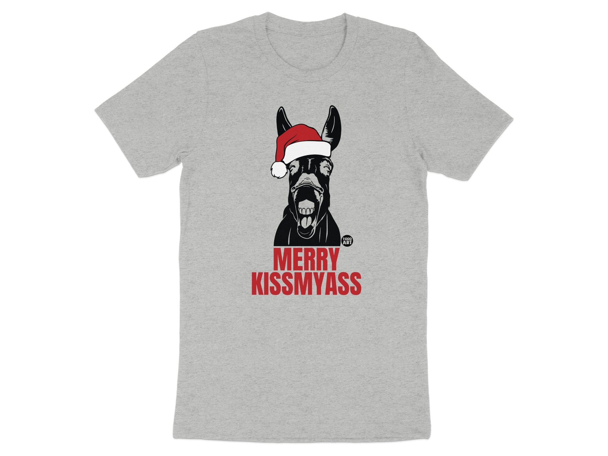 Merry Kissmyass Santa Dog Graphic T-shirt