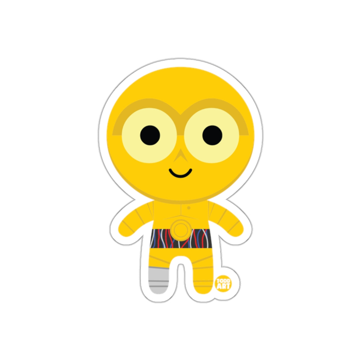 Cute Yellow Robot Character Sticker for Fans