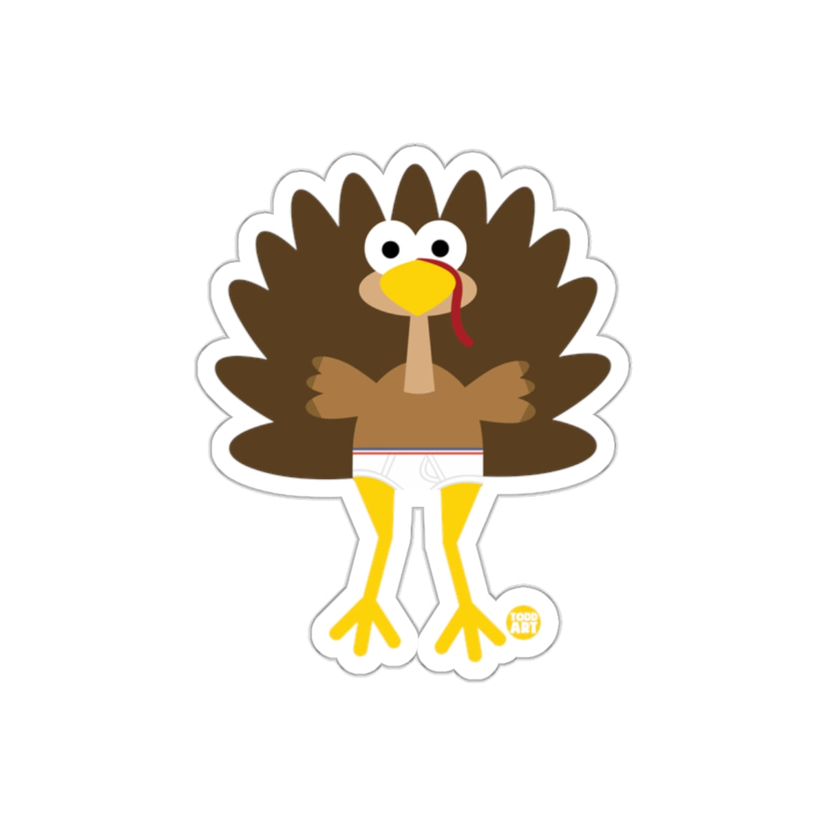 Cartoon Turkey Wearing Underwear Sticker Product