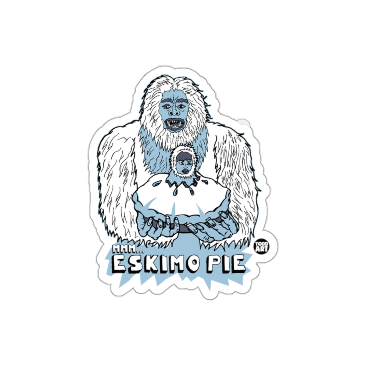 Eskimo Pie Creature Hugging a Miniature Version Sticker