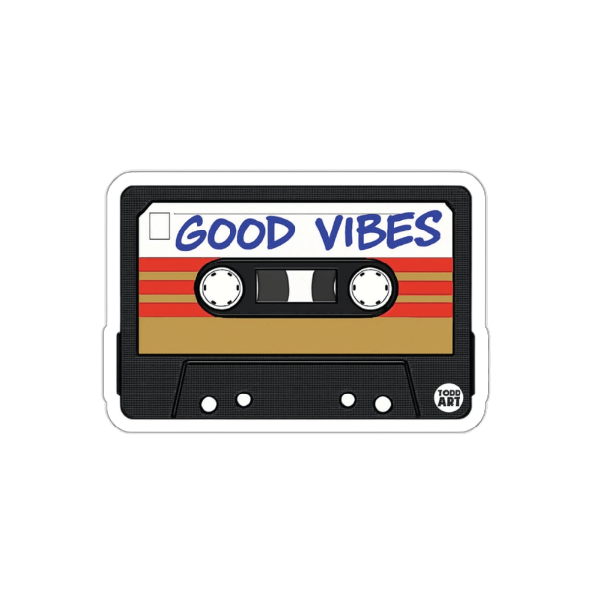 Retro Cassette Tape Good Vibes Sticker for Music Lovers
