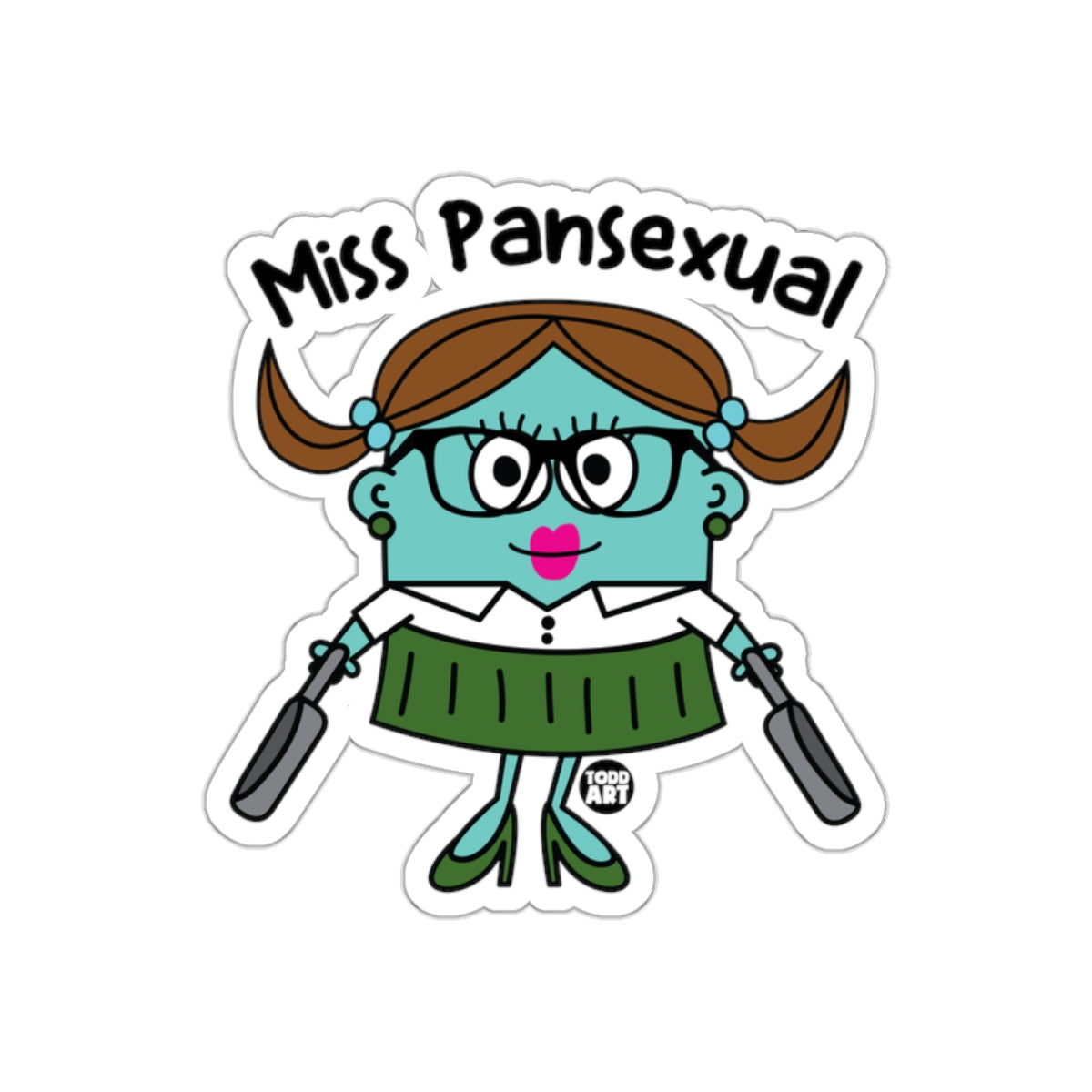 Miss Pansexual Cartoon Character Sticker