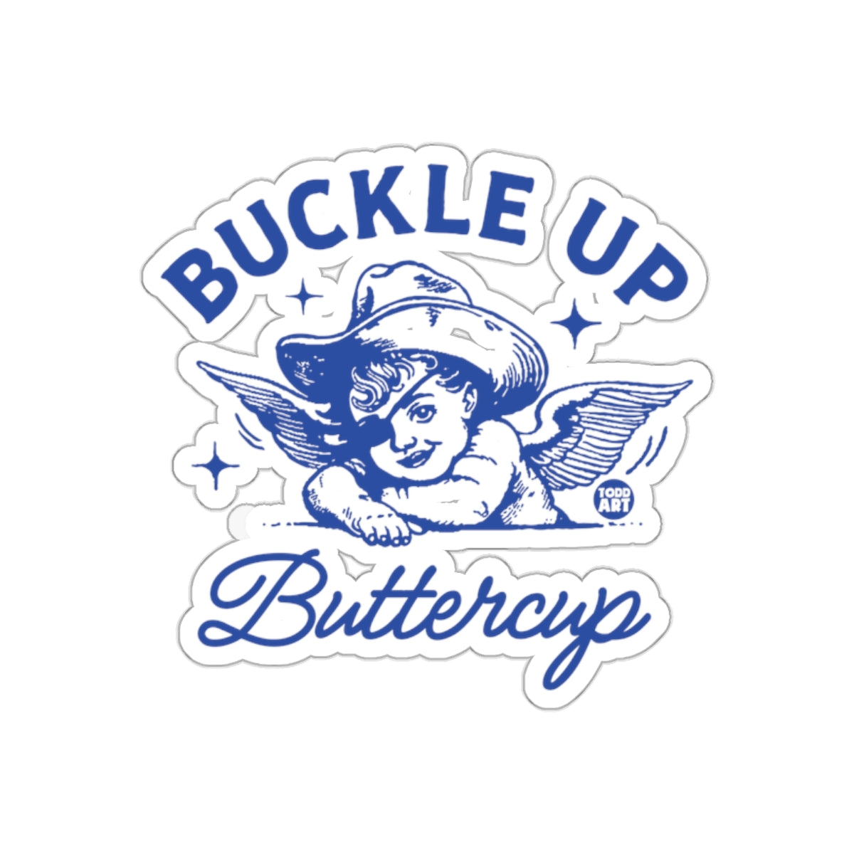 Buckle Up Buttercup Cute Angel Vintage Art Sticker