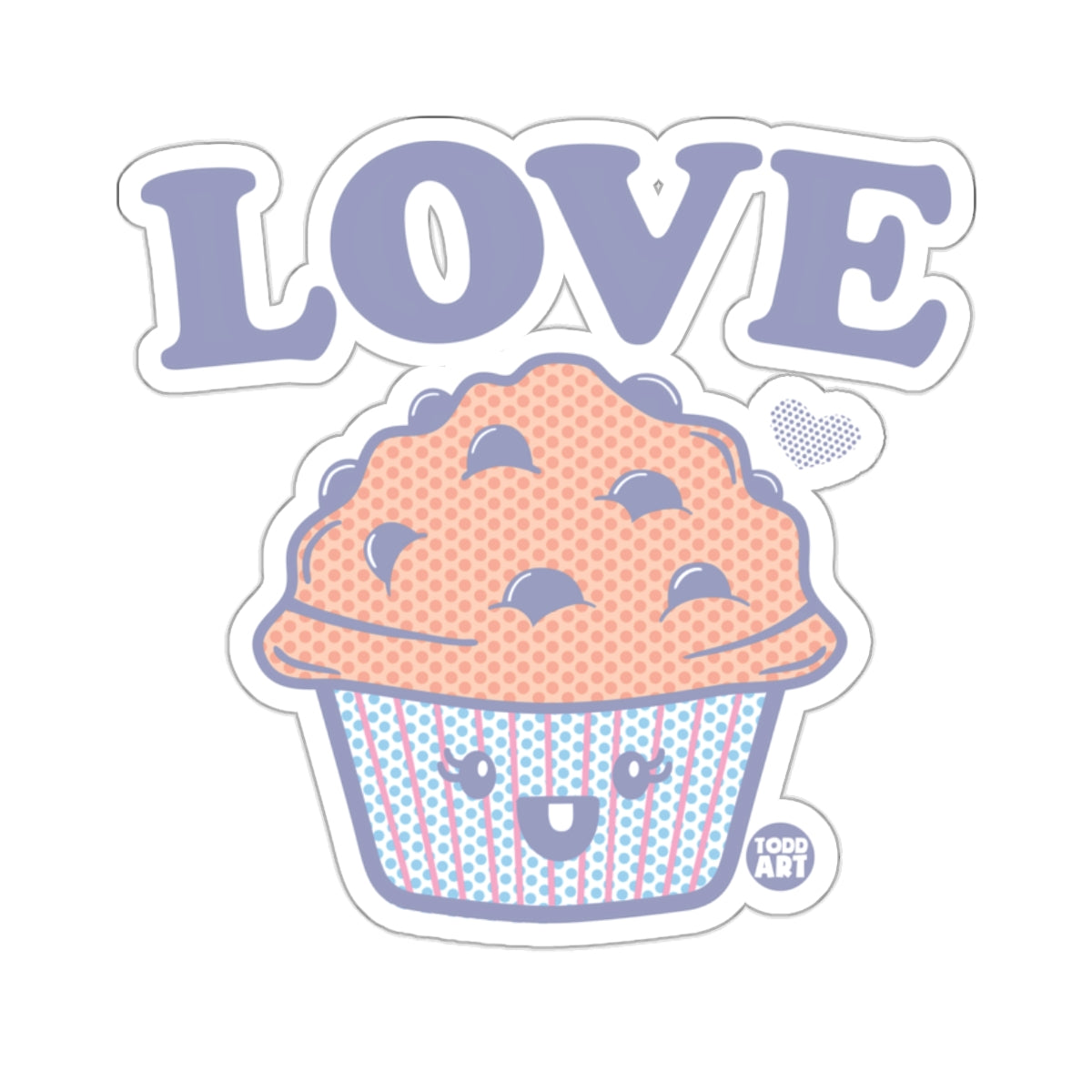 Cute Love Cupcake with Happy Face Sticker Design