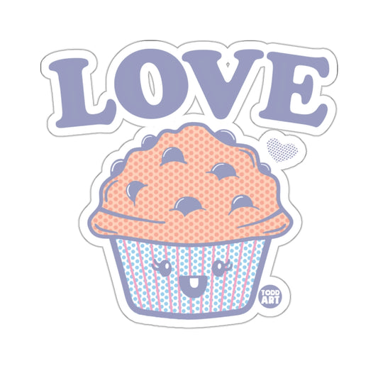 Cute Love Cupcake with Happy Face Sticker Design
