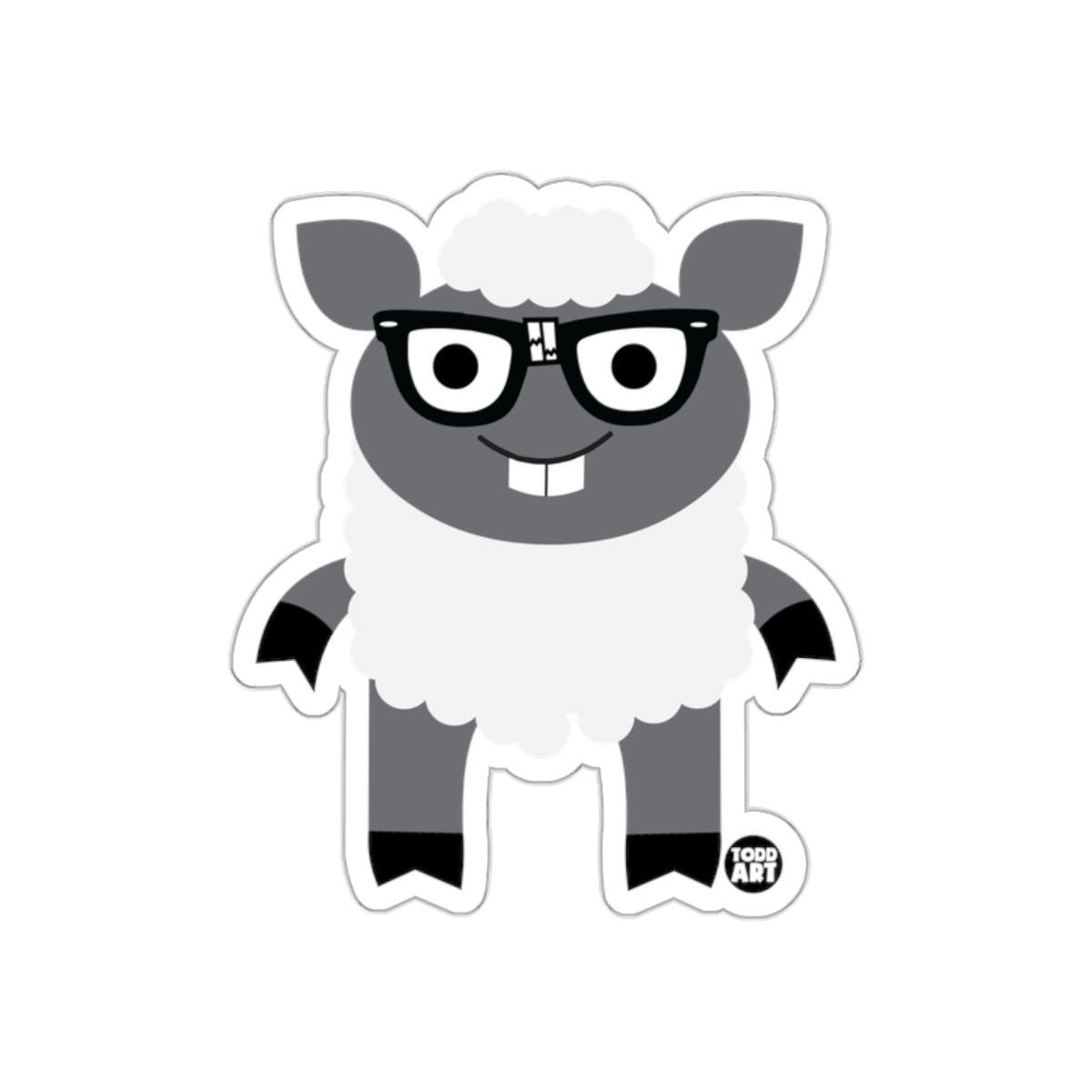 Cute Nerdy Sheep with Glasses Todd Art Sticker