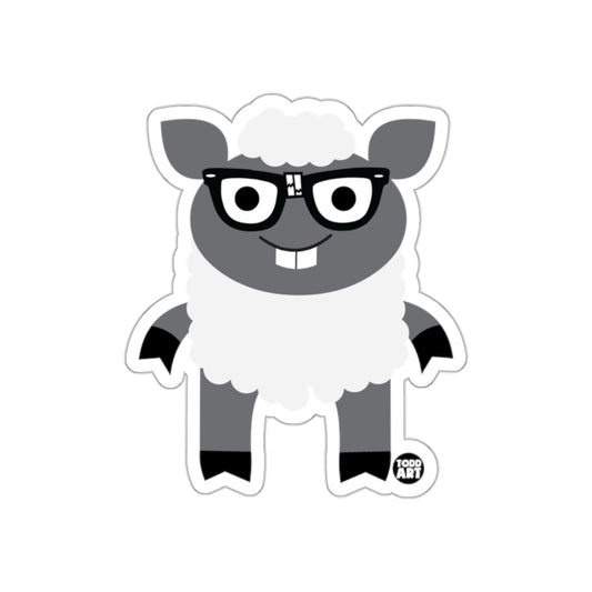 Cute Nerdy Sheep with Glasses Todd Art Sticker