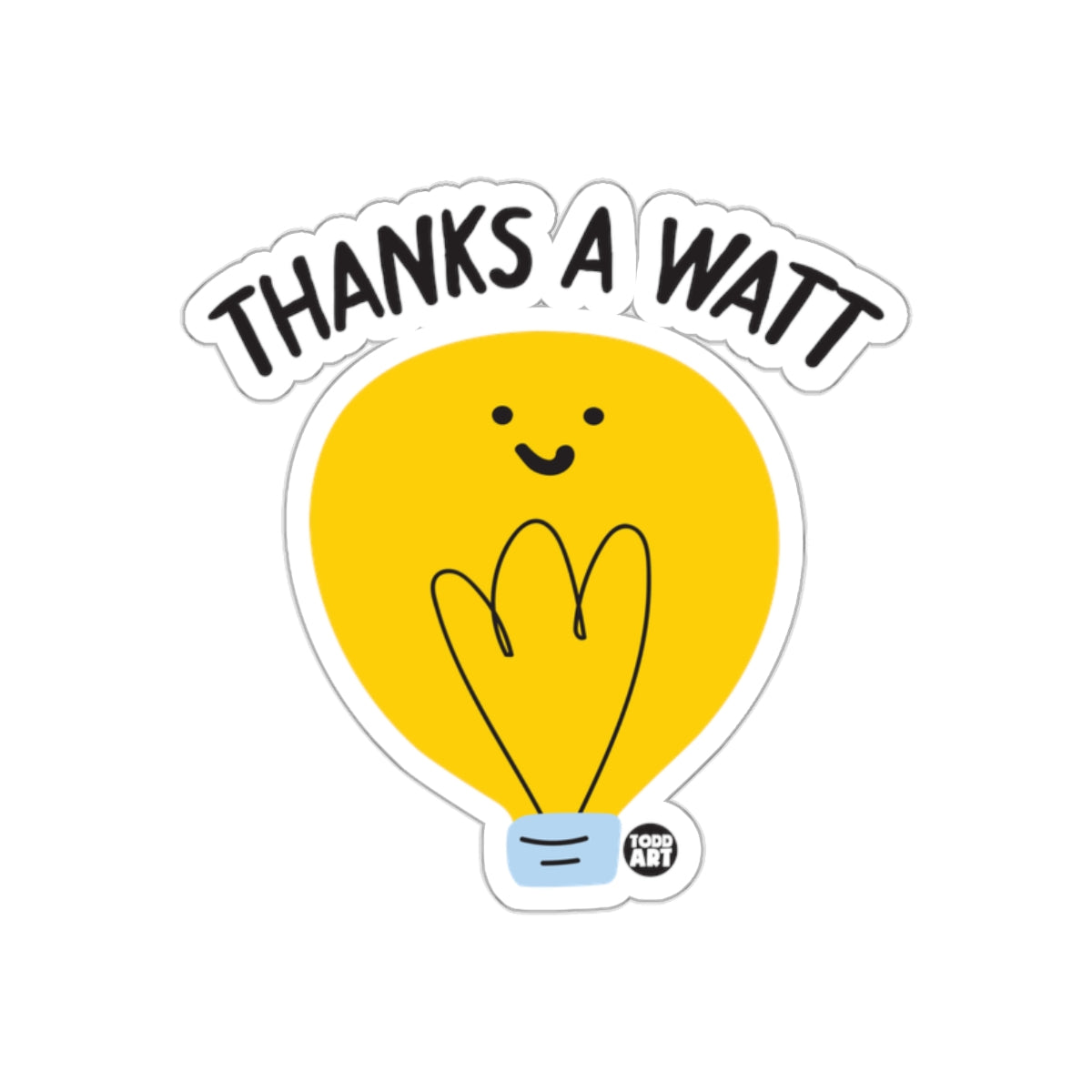 Thanks A Watt Cute Smiling Light Bulb Sticker