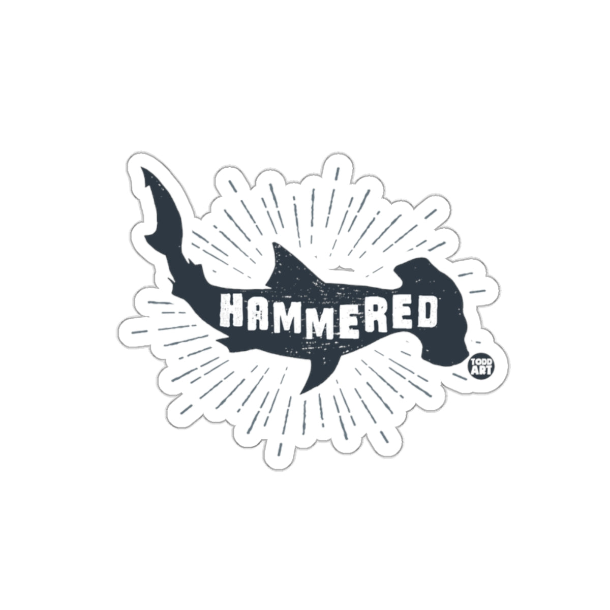 Hammerhead Shark Graphic with Hammered Wording Stickers