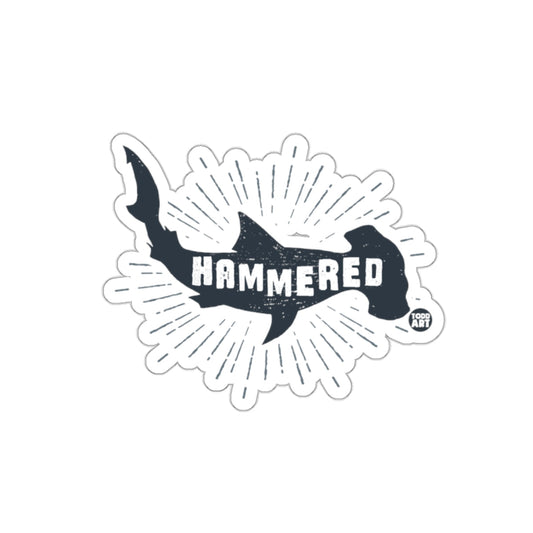 Hammerhead Shark Graphic with Hammered Wording sticker