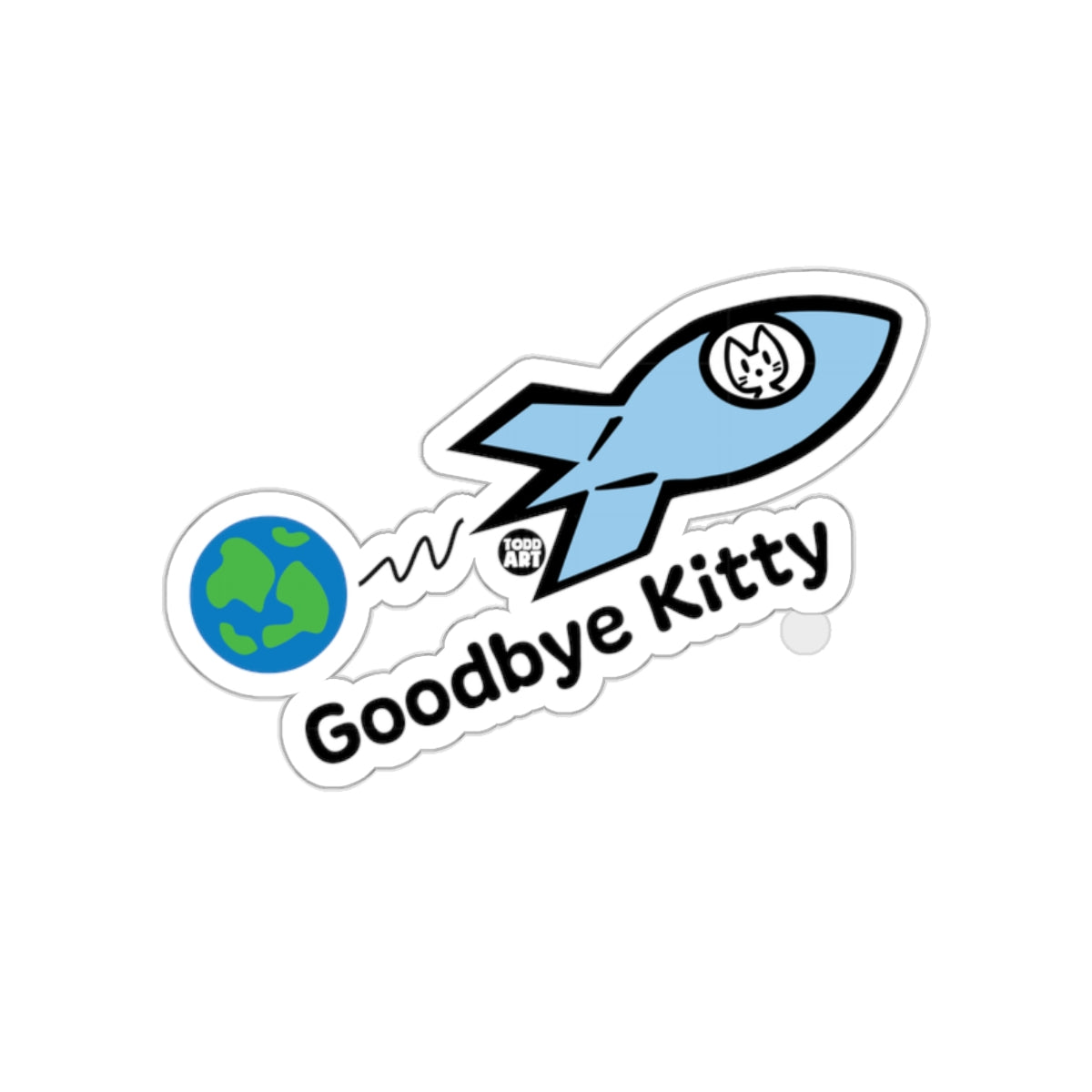 Goodbye Kitty Rocket Ship Sticker Fun Design