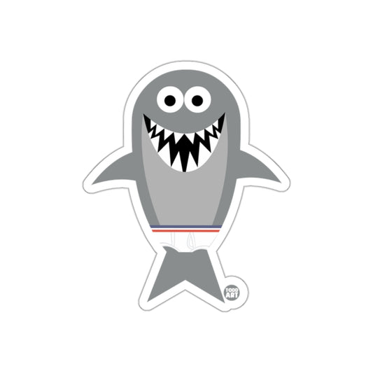 Smiling Shark with Boxer Shorts Sticker Fun Design