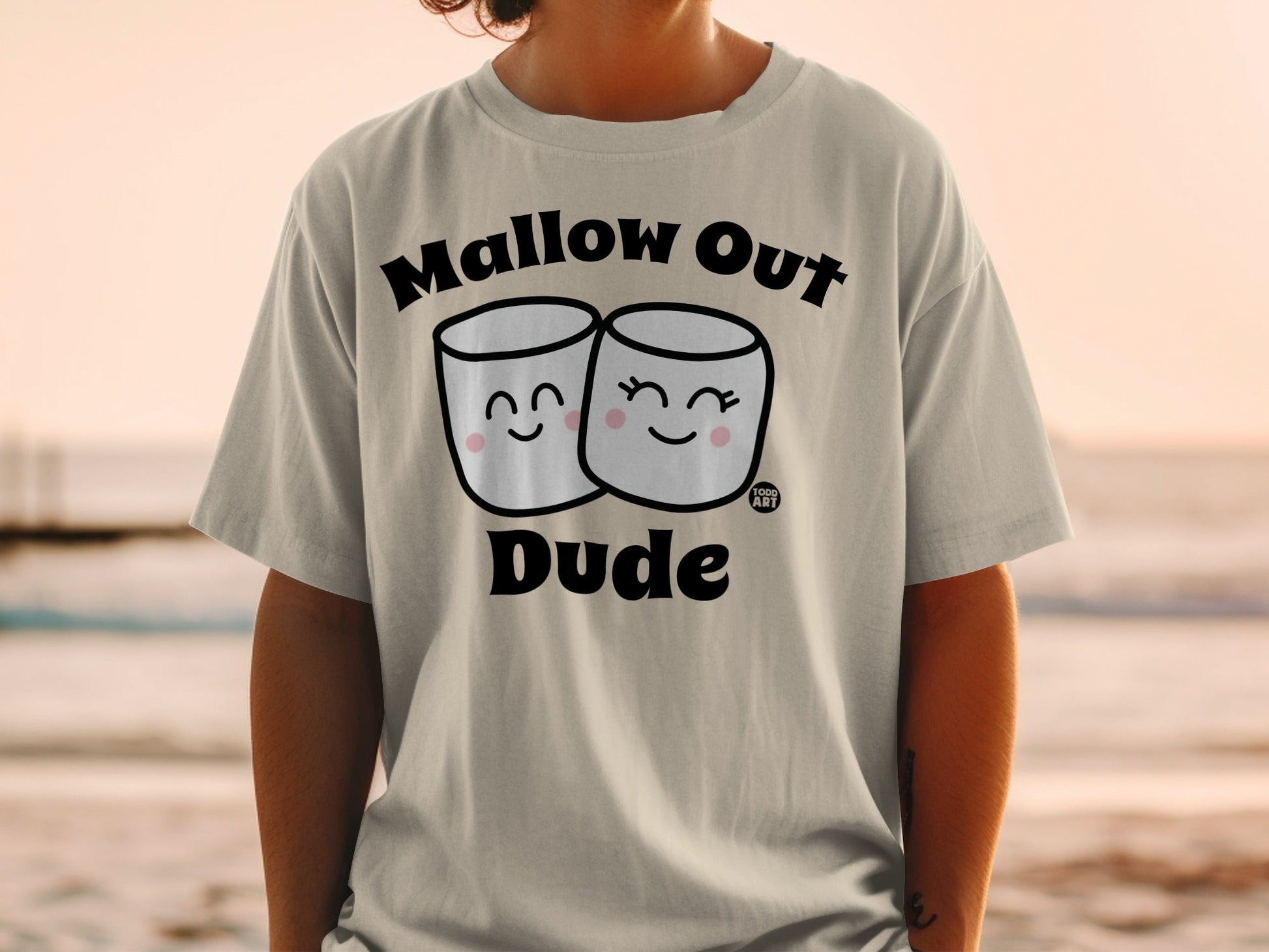 Mallow Out Dude Graphic Tee with Cute Marshmallows