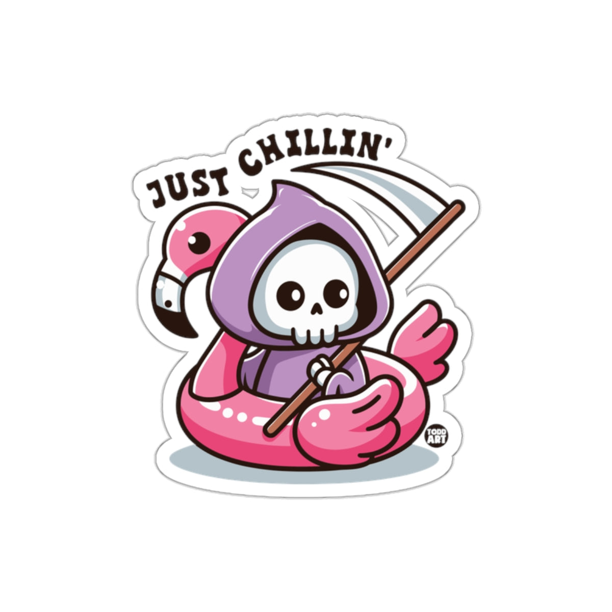 Just Chillin Grim Reaper On Flamingo Pool Float sticker