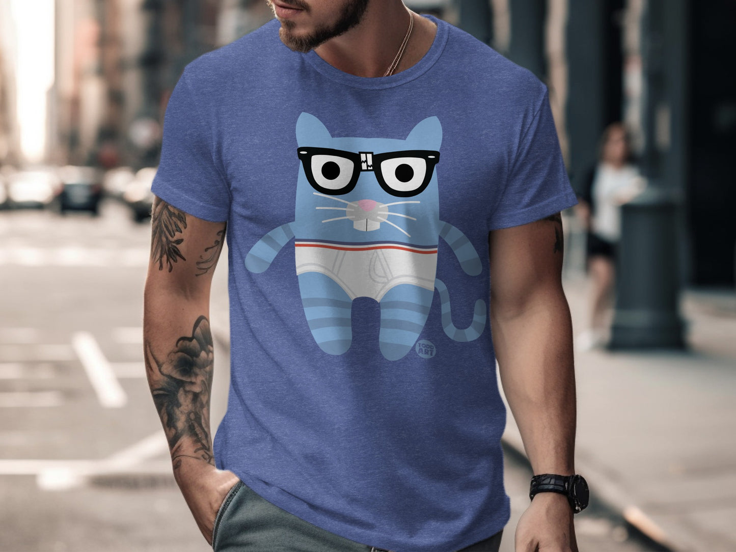 Cool Cat Graphic Tee with Glasses Design product
