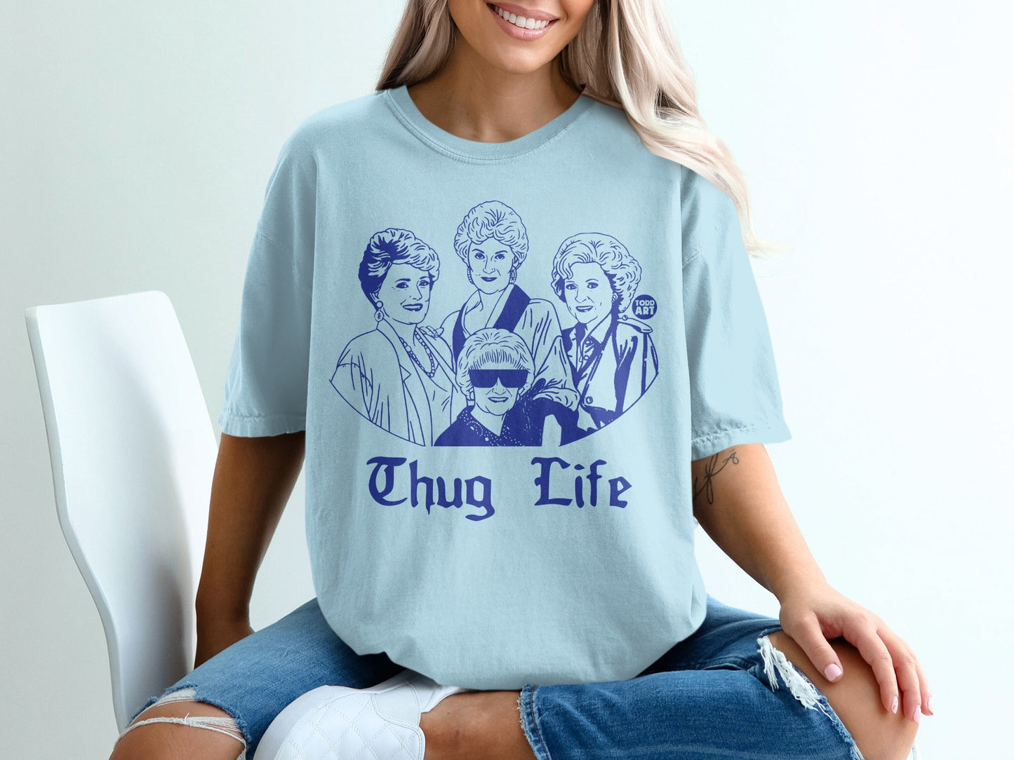 "The Golden Girls characters drawn in a stylized art print with "Thug Life" text."
