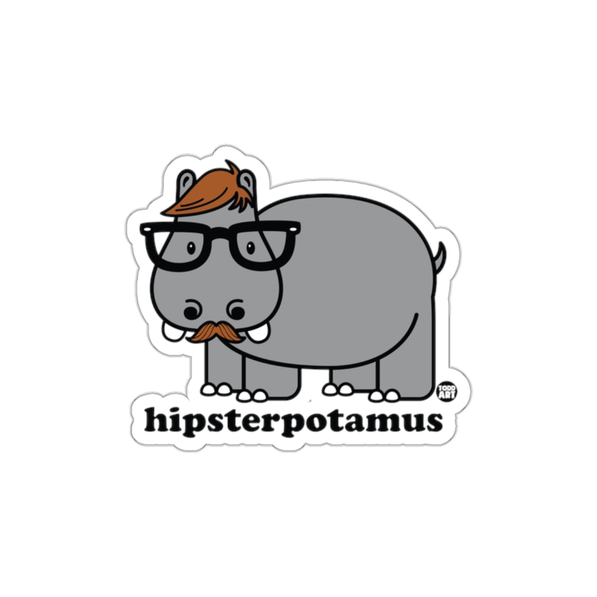 Funny Hipsterpotamus with Glasses and Mustache Sticker