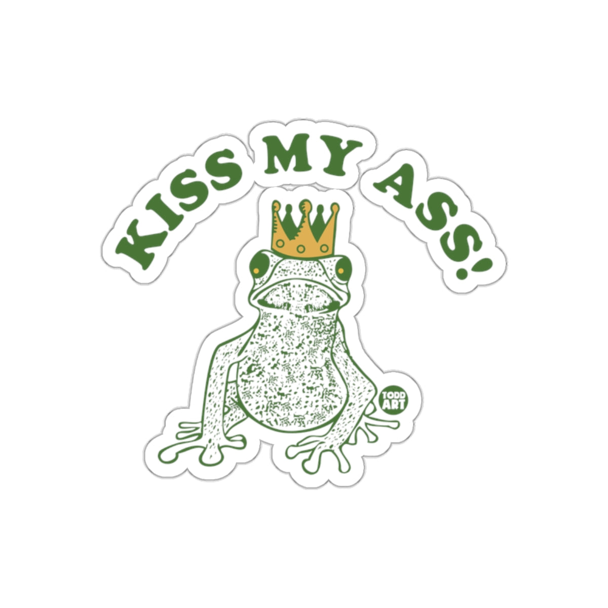 Kiss My Ass Frog With Crown Graphic Sticker