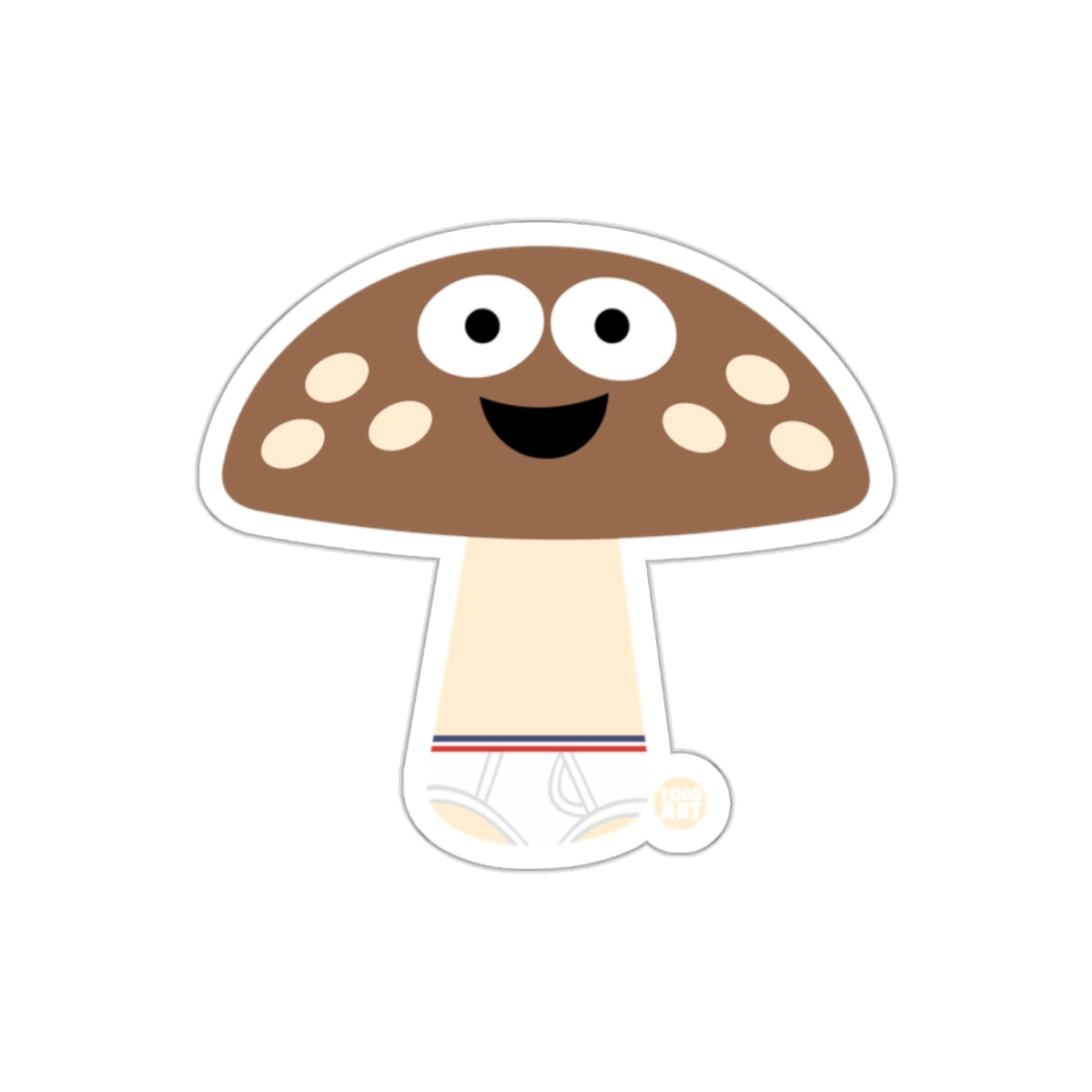 Happy Mushroom with Underpants Cartoon Sticker