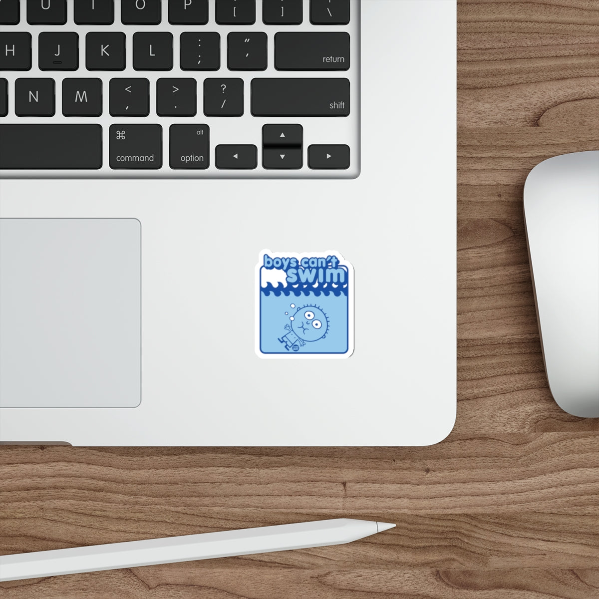 Boys Can Swim Blue Cartoon Sticker for Laptops Tablets
