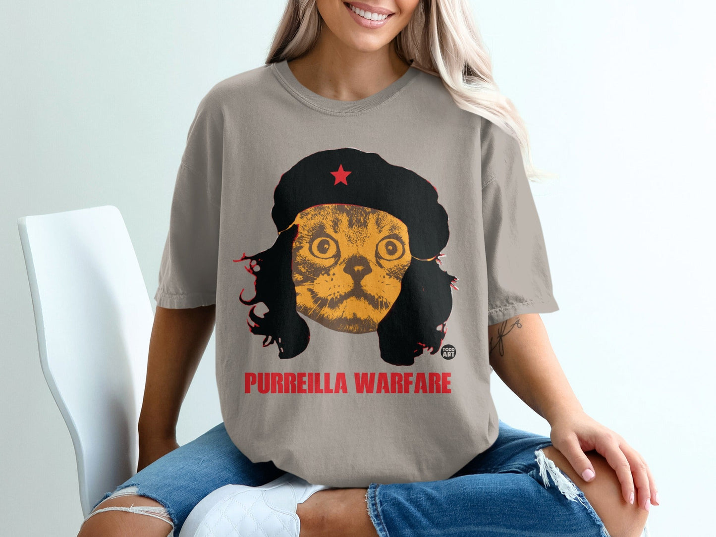 Purreilla Warfare Cat Graphic Short Sleeve T-shirt