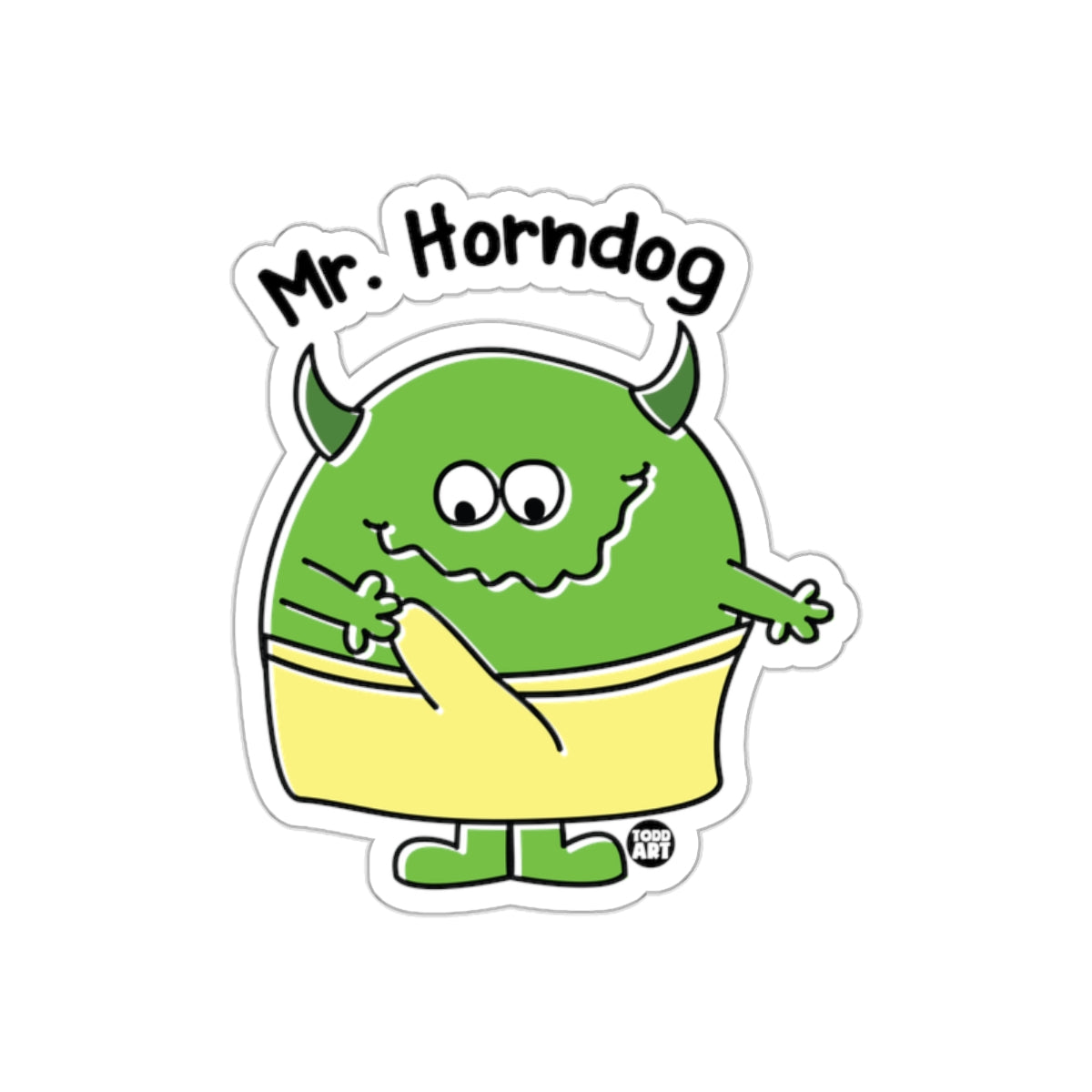 Mr. Horndog Green Monster Character Sticker