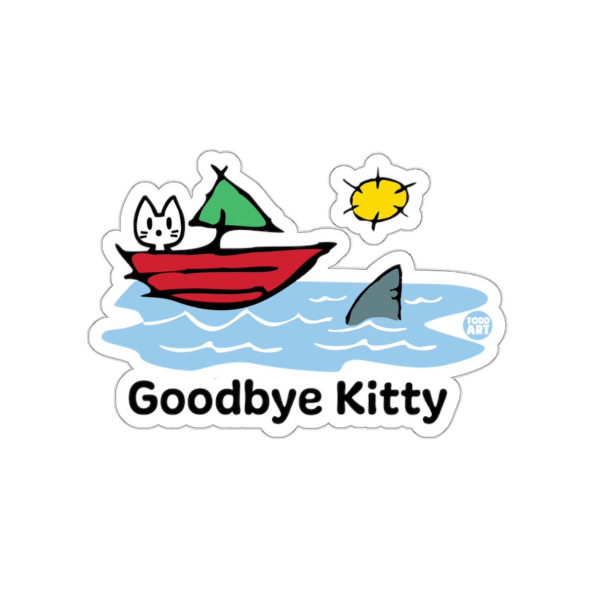 Goodbye Kitty Shark Attack Scene Sticker