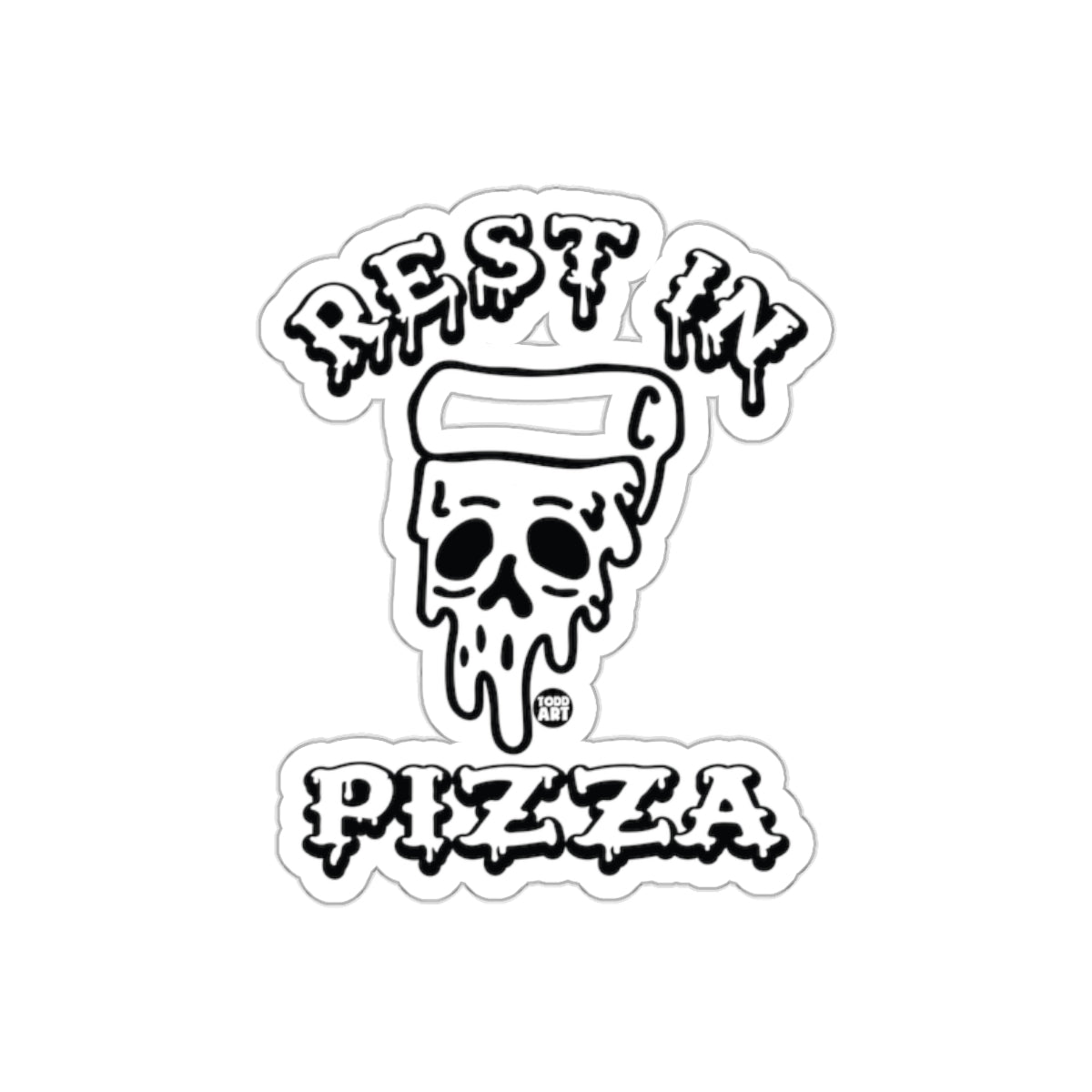 Rest In Pizza Skull Food Art Graphic Image Stickers