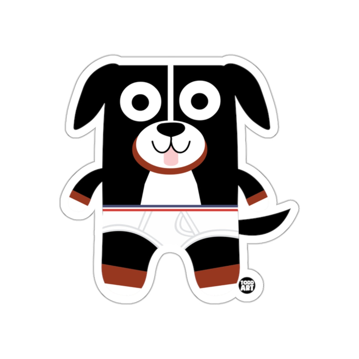 Cute Cartoon Black and White Dog Sticker