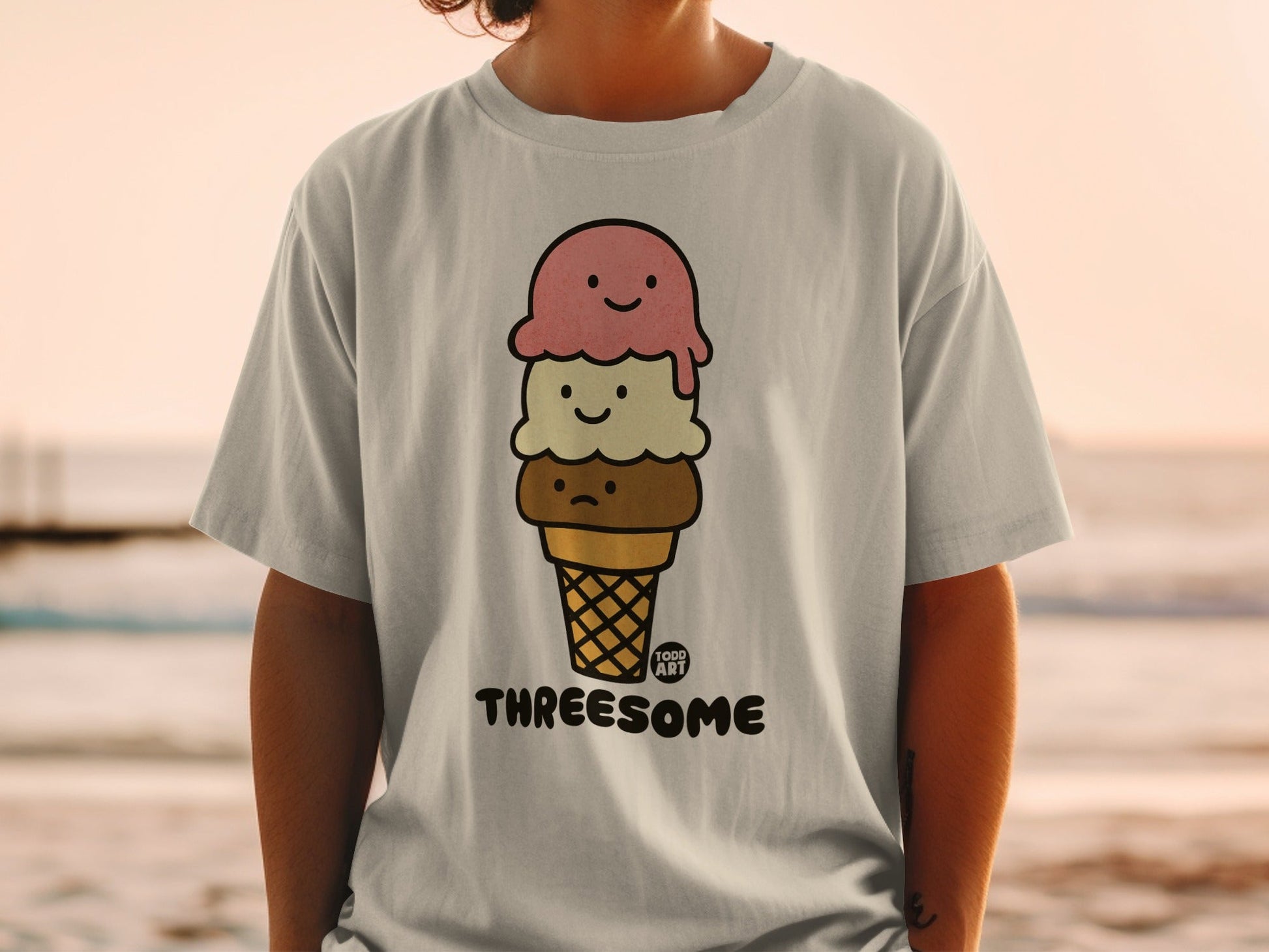 Threesome Ice Cream Graphic Print Shirt