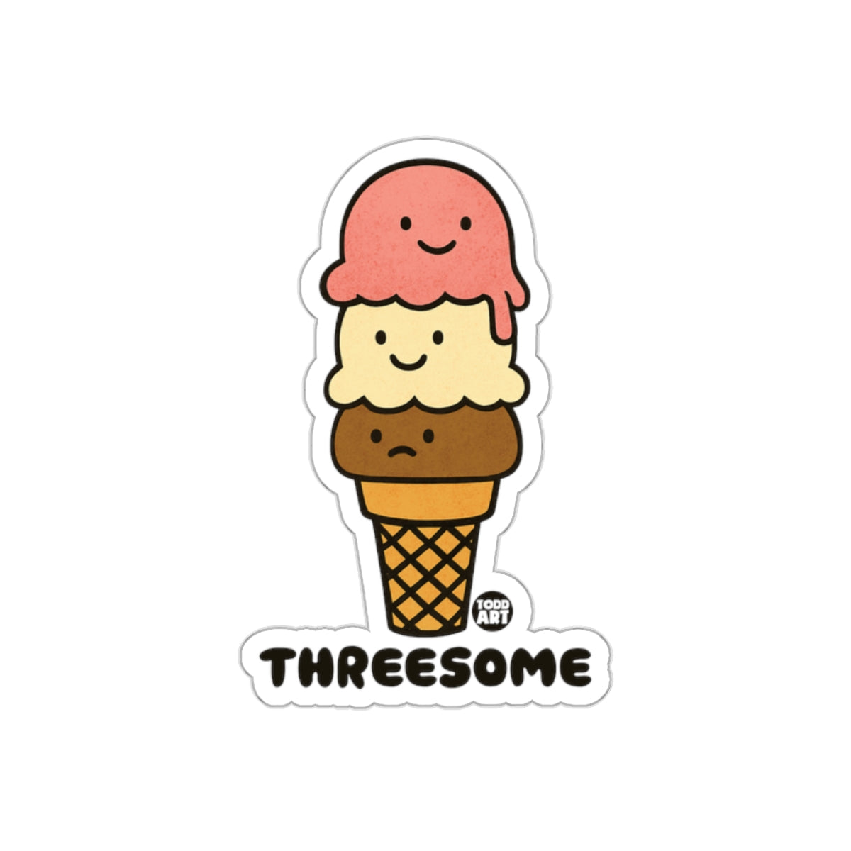 Cute Triple Scoop Ice Cream Smiling Sticker