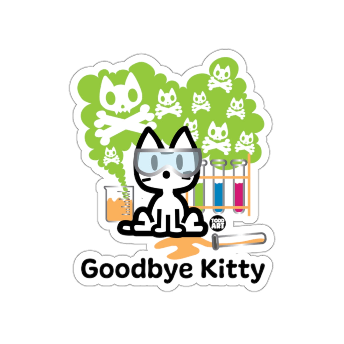 Goodbye Kitty Sticker for Science Enthusiasts Gifts