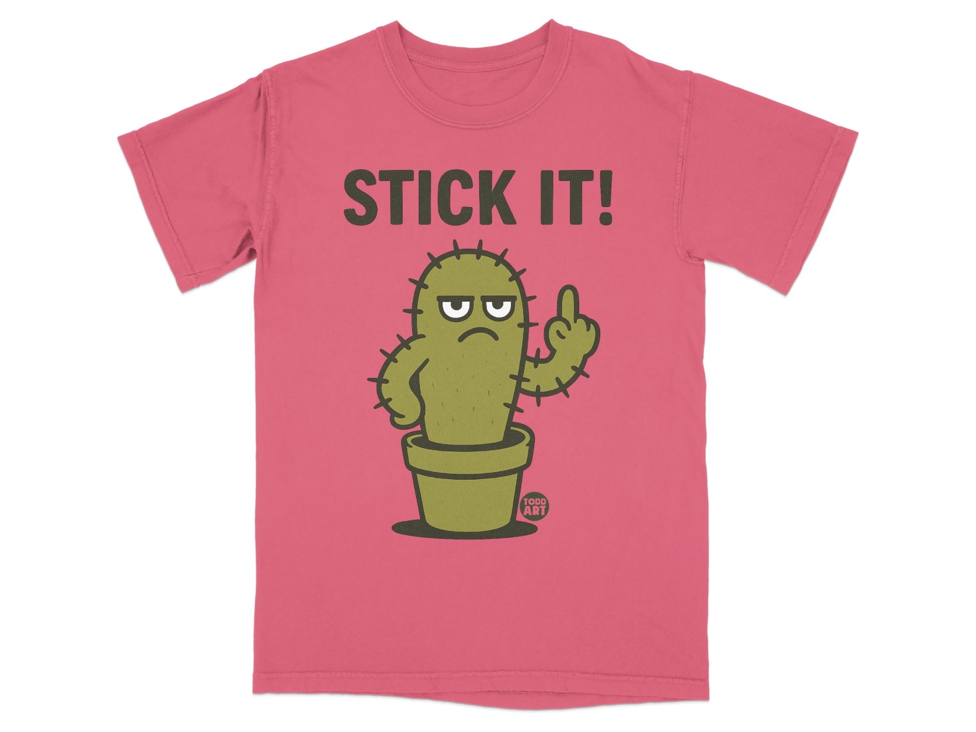 Stick It Cactus Graphic Pink T-shirt with Attitude Design