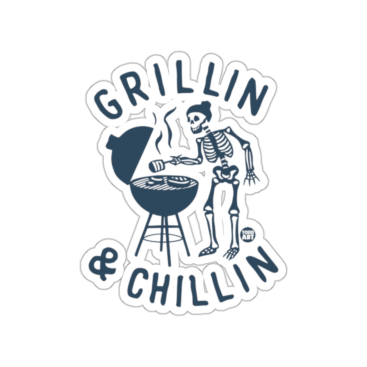 Grillin and Chillin Skeleton Sticker Cookout Art