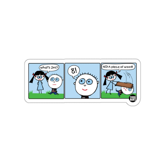 Funny Math Comic Strip Sticker Todd Art Design