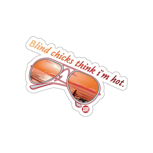Blind Chicks Think I'm Hot Sunglasses Sticker