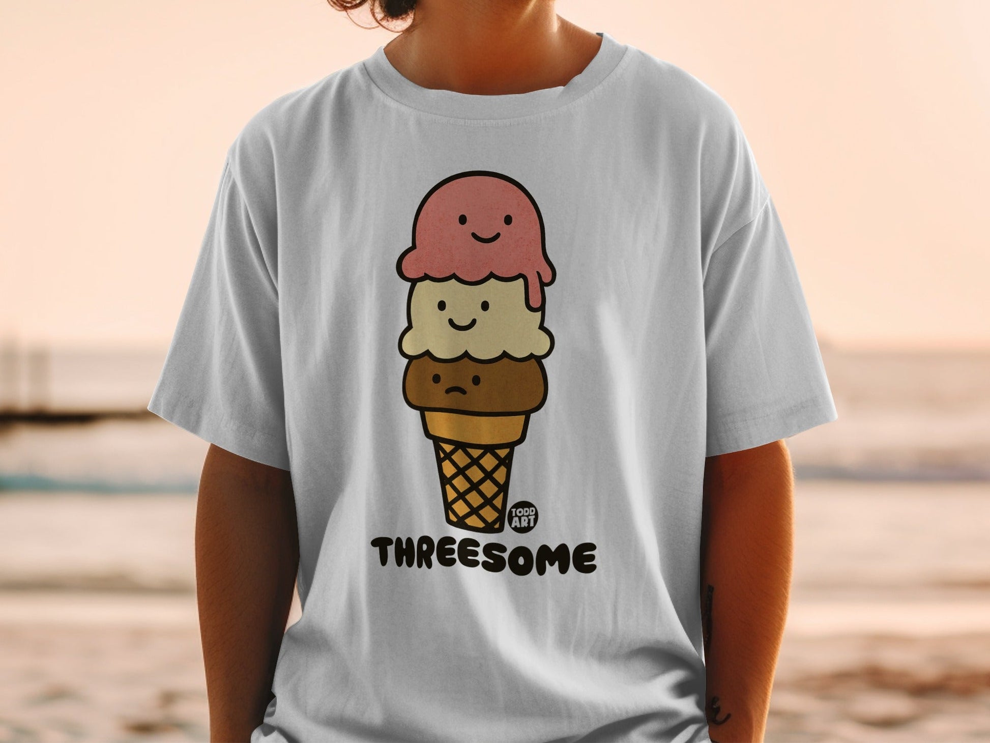Cute Ice Cream Threesome Graphic T-shirt Design