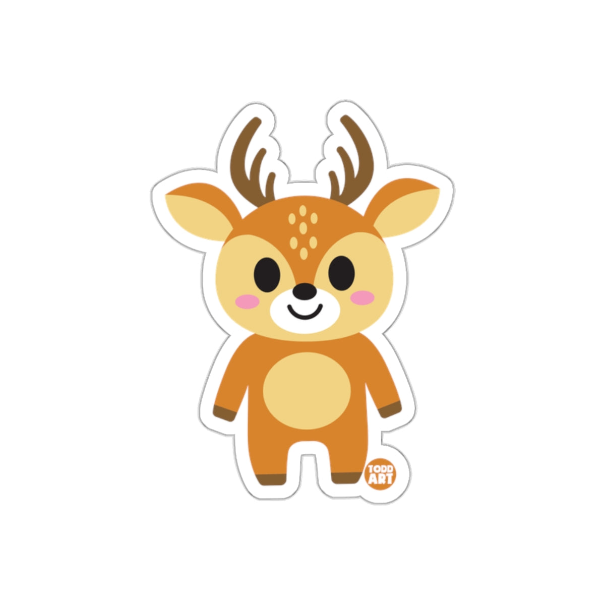 Cute Smiling Deer Illustration Todd Art Sticker