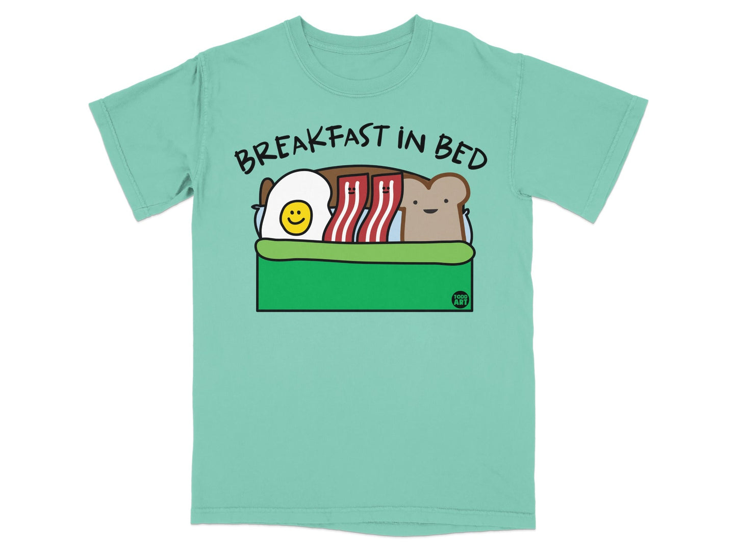 Breakfast in Bed Cartoon Illustrated T-Shirt