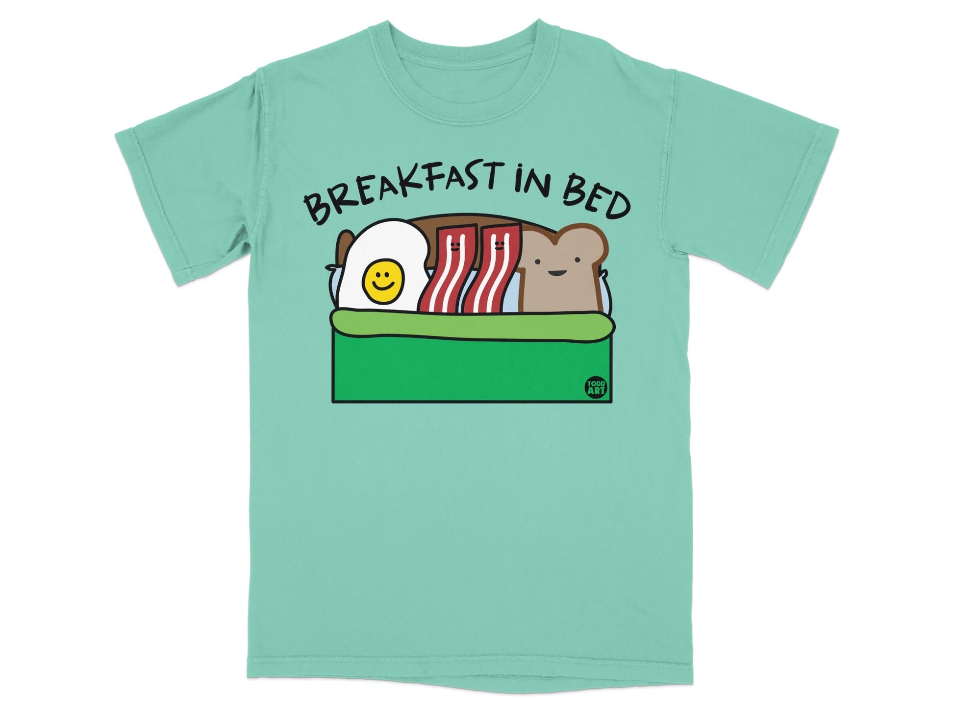 Breakfast in Bed Cartoon Illustrated T-Shirt