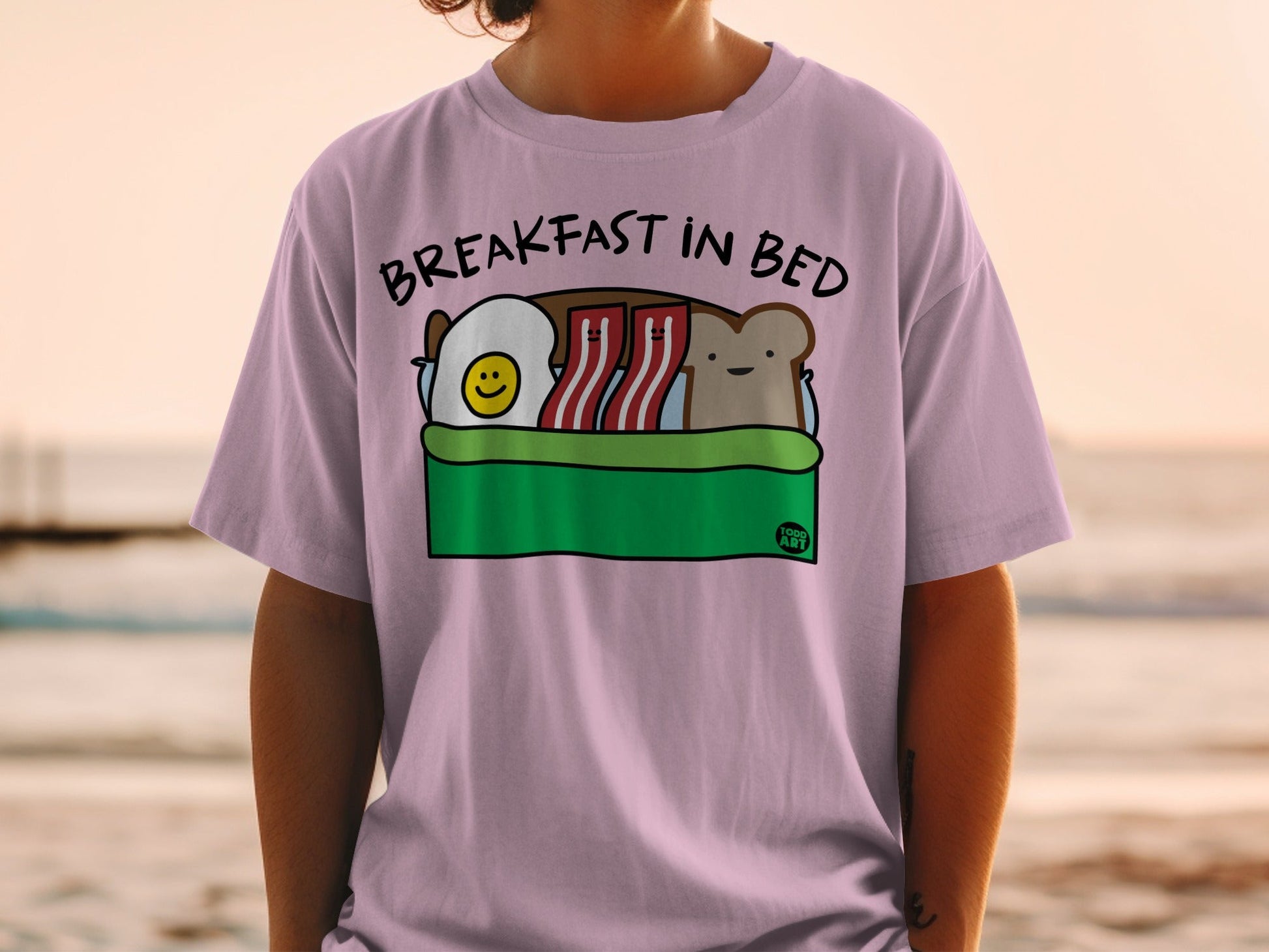Breakfast in Bed Graphic Tee Novelty Shirt